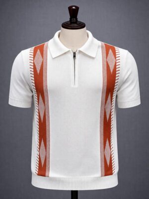 WhatsApp Image 2026-04-09 at 22.35.30 Polo Homme Blanc à Motif – Style Golf Élégant et Moderne