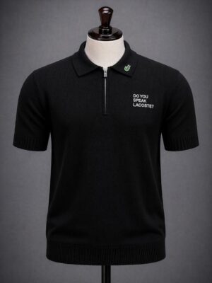 Polo golf noir Homme à Fermeture Zippée – Élégant