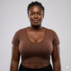 Crop Top Femme marron Manches Courtes – Style & Confort