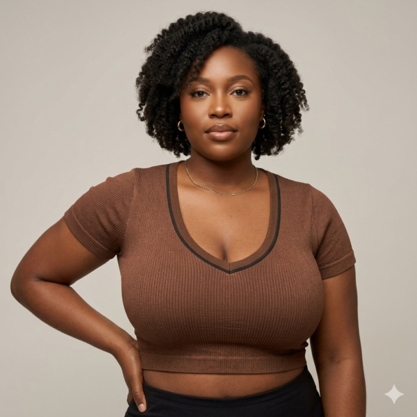 CROP TOP COULEUR CHOCOLAT