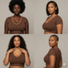 Crop Top Femme marron Manches Courtes – Style & Confort