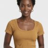 crop top col carré femme