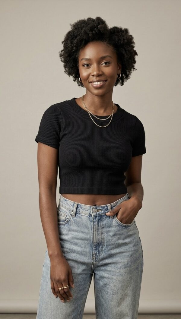 Crop Top Femme Manches Courtes – Style & Confort